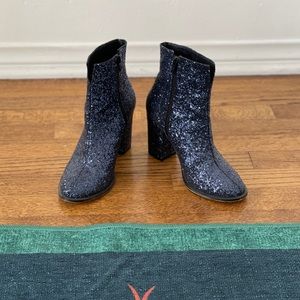 Custom, high quality vegan blue glitter boots size 7